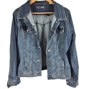 Riders by Lee Indigo Women's Stretch Denim Trucker Jacket Medium Wash Large